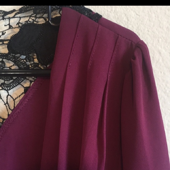 Long Sleeve Cross Draped Blouse - Picture 3 of 4